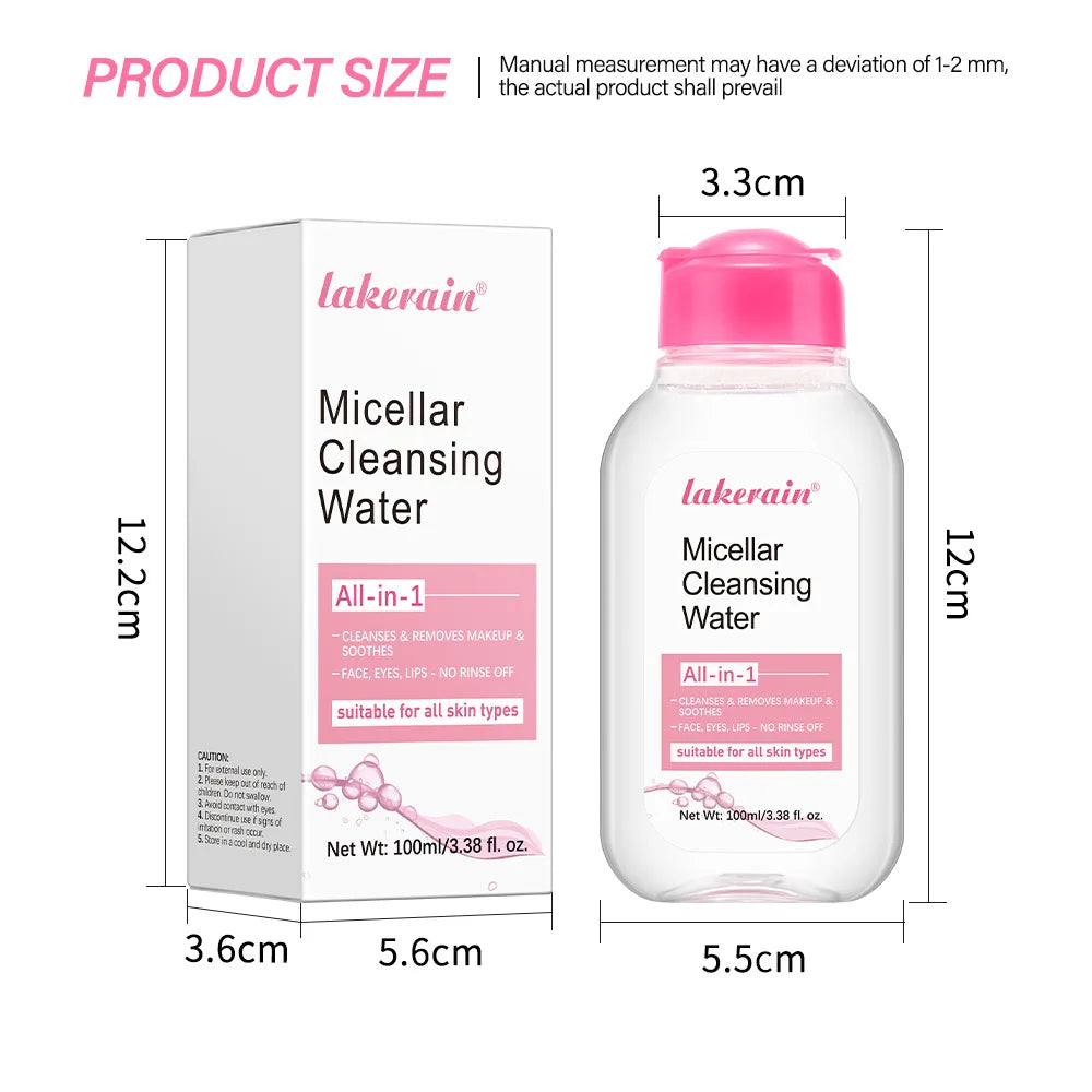 Água Micelar de Limpeza - Removedor de Maquiagem Suave para Rosto e Olhos - Remove Eficazmente Rímel à Prova d'Água e Batom de Longa Duração