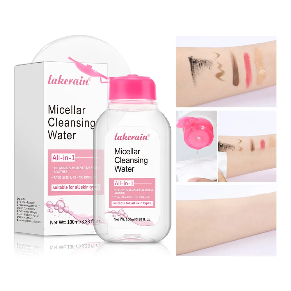 Água Micelar de Limpeza - Removedor de Maquiagem Suave para Rosto e Olhos - Remove Eficazmente Rímel à Prova d'Água e Batom de Longa Duração