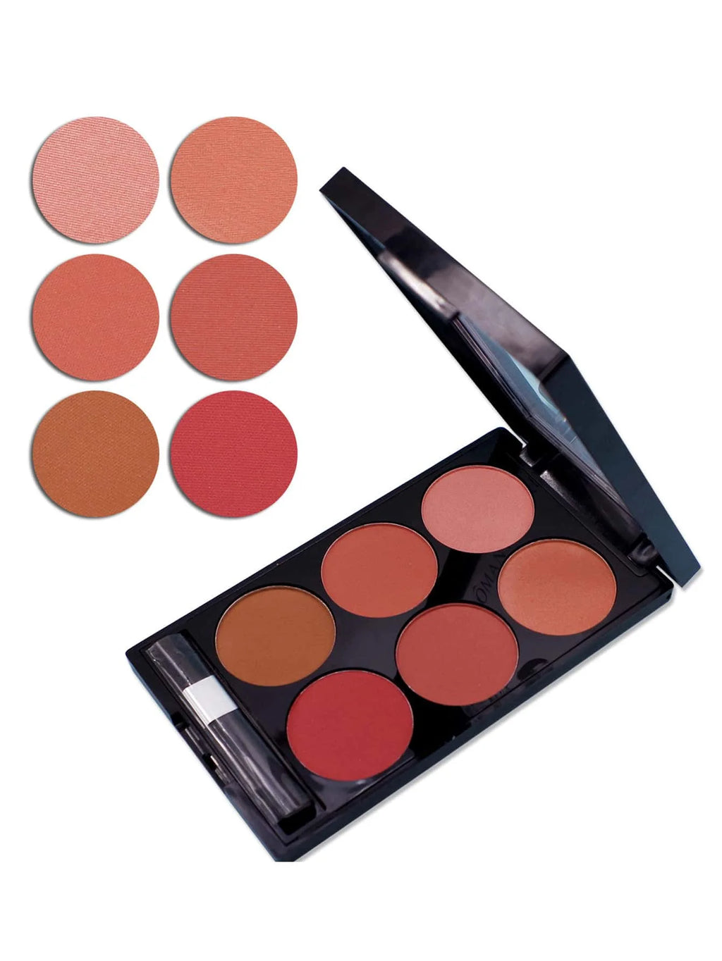 Paleta de blush e contorno tudo-em-um com 6 cores, paleta de maquiagem em pó matte perolado.