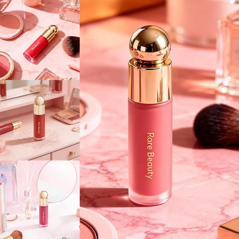 Blush Líquido Selena da Rare Beauty: Naturalmente radiante, de longa duração, com acabamento luminoso e textura leve, ideal para todos os tipos de pele.