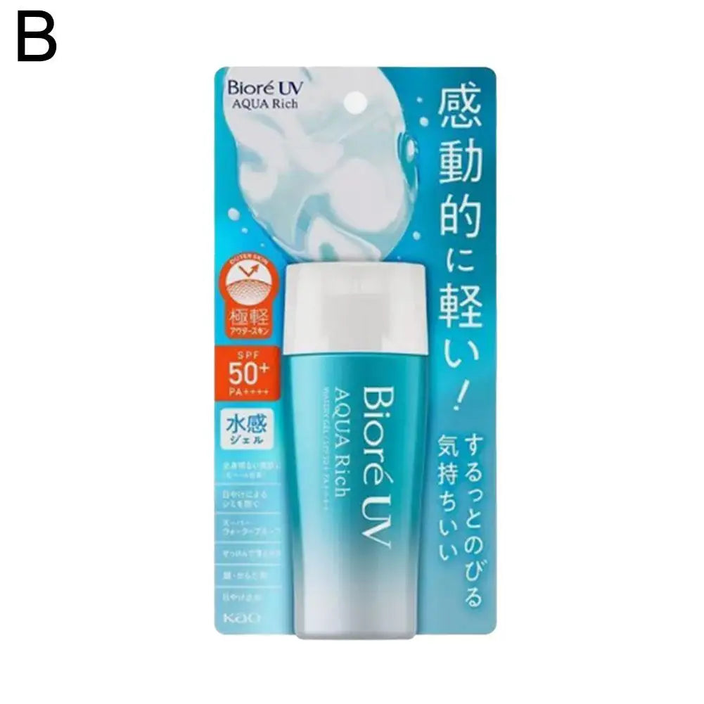 Protetor solar japonês Biore FPS 50+ para rosto e corpo, à prova d'água, anti-UV e hidratante.
