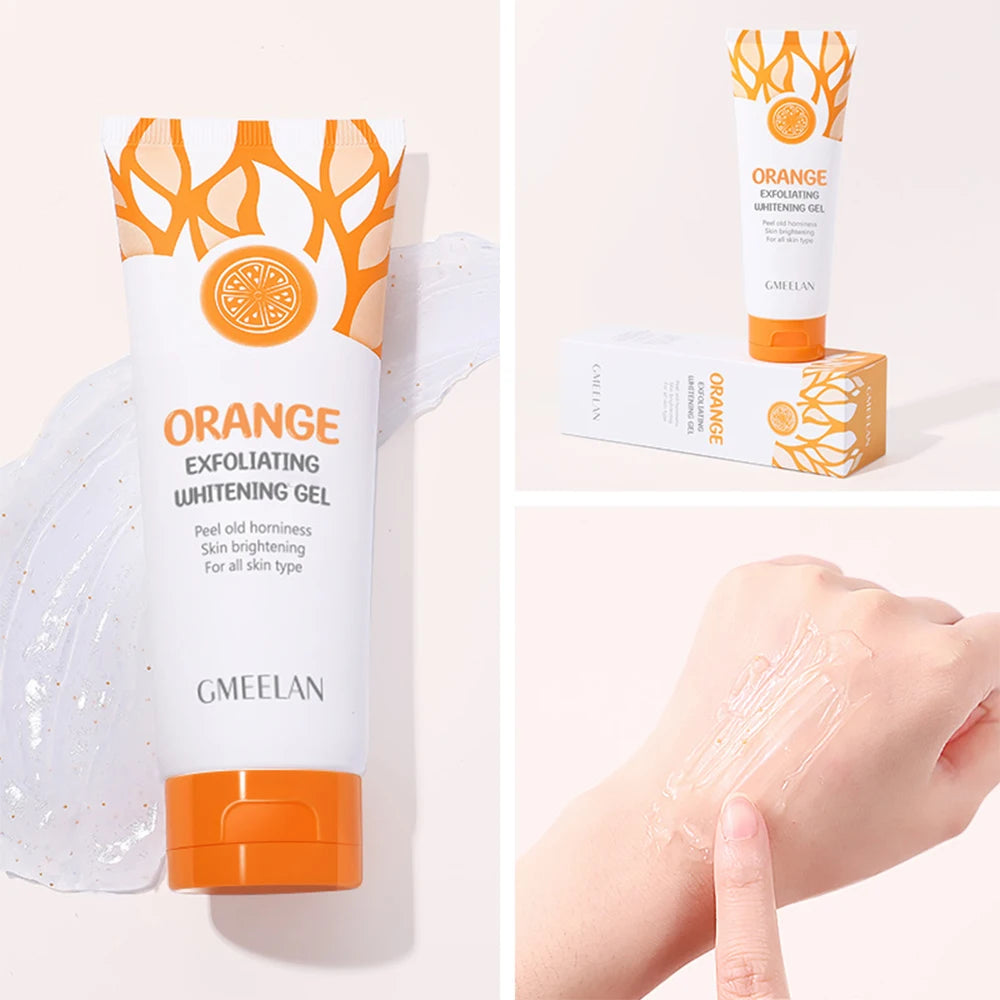 Gel Esfoliante de Laranja Remove Manchas, Iluminador e Peeling 50g, Esfoliante Suave e Reparador, Clareador e Hidratante, Cuidados com a Pele Coreanos