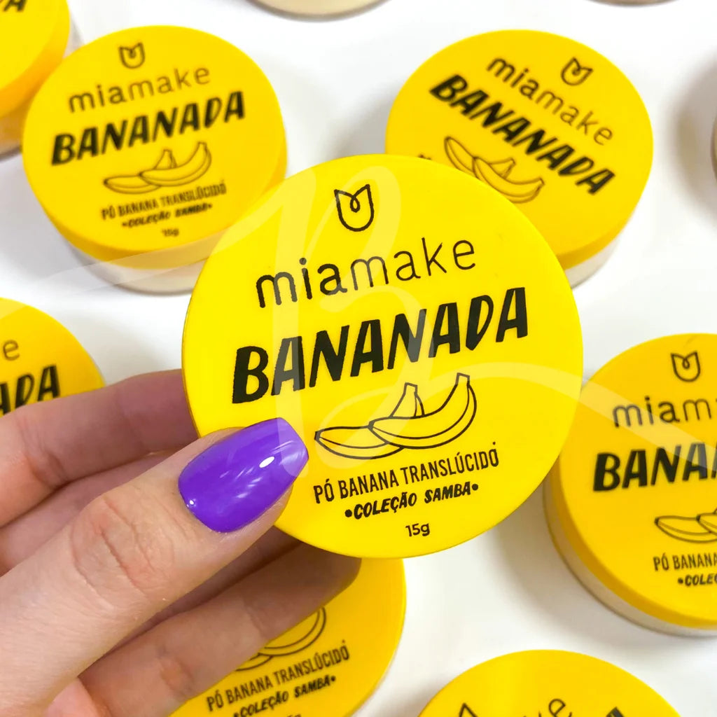 Samba Mia Make - Pó banana, translucido, pele aveludade, boa duração, resistente ao suor
