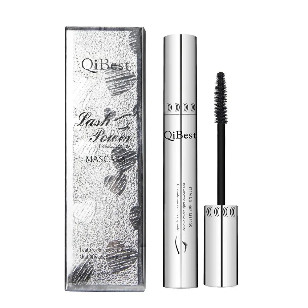Máscara de cílios QIBEST-4D Silk Fiber Eyelash - Resistente a água, alta durabilidade, fácil remoção, boa fixação, grande volume nos cílios