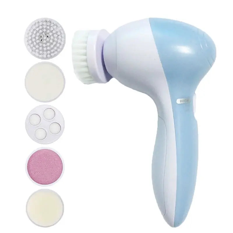 Aparelho de Limpeza Facial Elétrico 5 em 1 com Escova de Limpeza Facial, Massageador e Removedor de Cravos para Cuidados com a Pele - Ferramentas de Limpeza Facial
