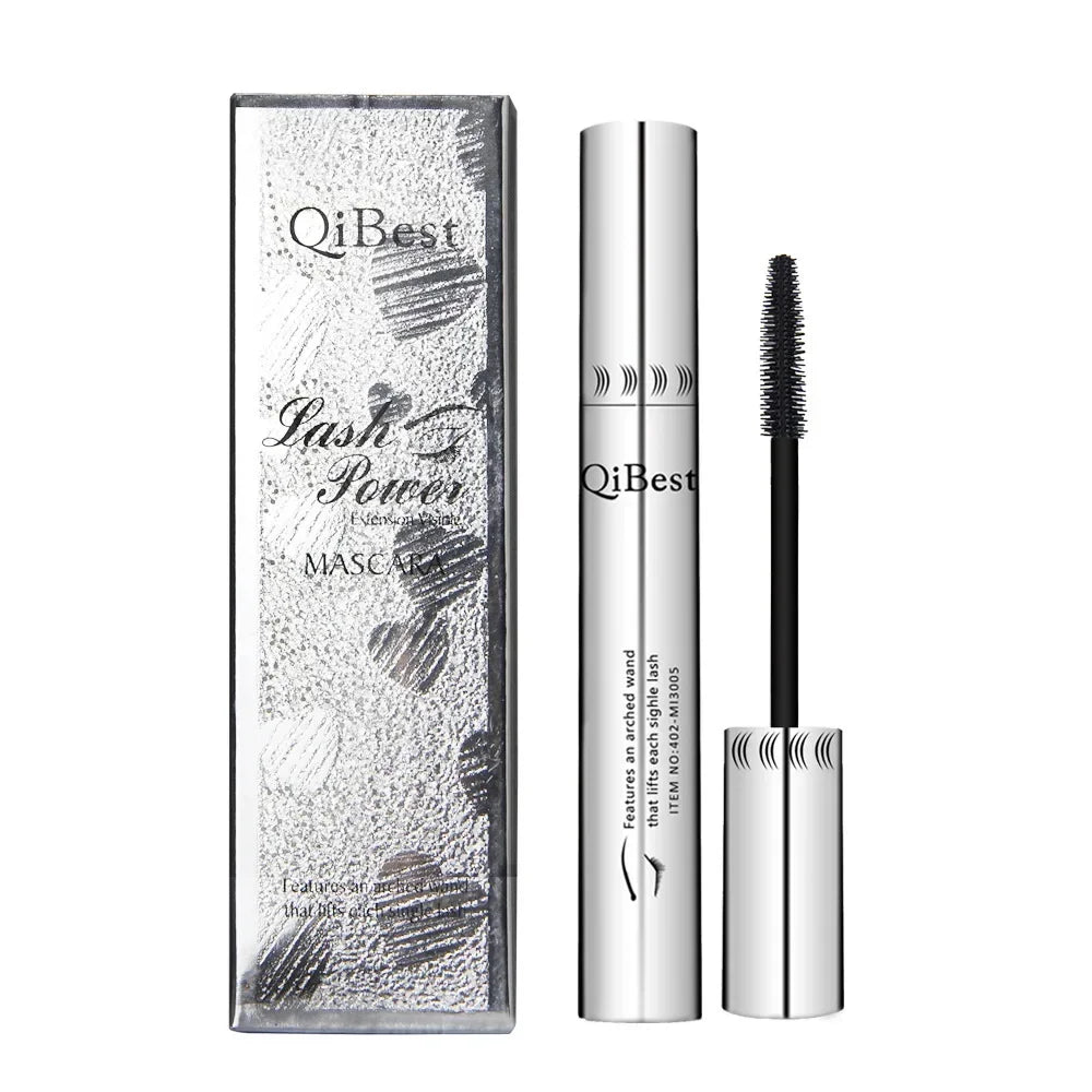 Máscara de cílios QIBEST-4D Silk Fiber Eyelash - Resistente a água, alta durabilidade, fácil remoção, boa fixação, grande volume nos cílios