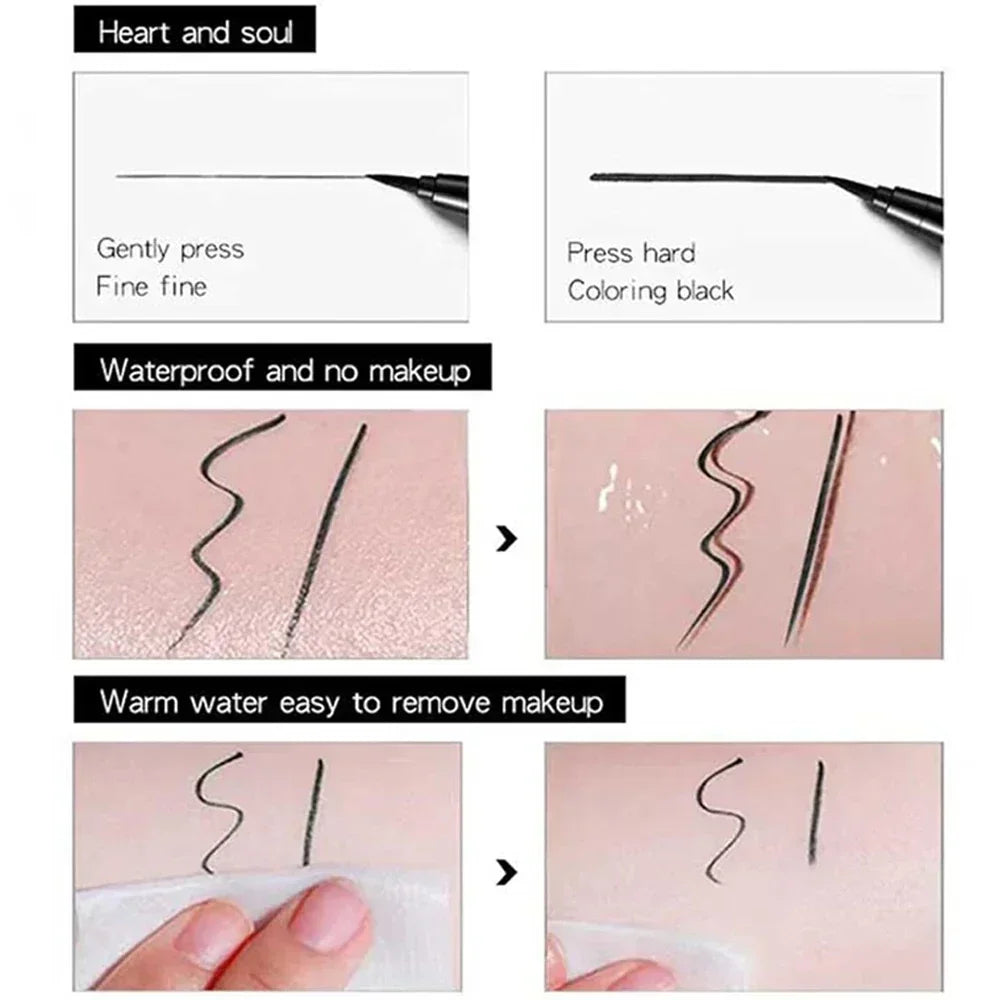 Quick-dry Eyeliner Pencil - Toque leve, ótima pigmentação, resistente a água, alta duração, pincel com ponta macia