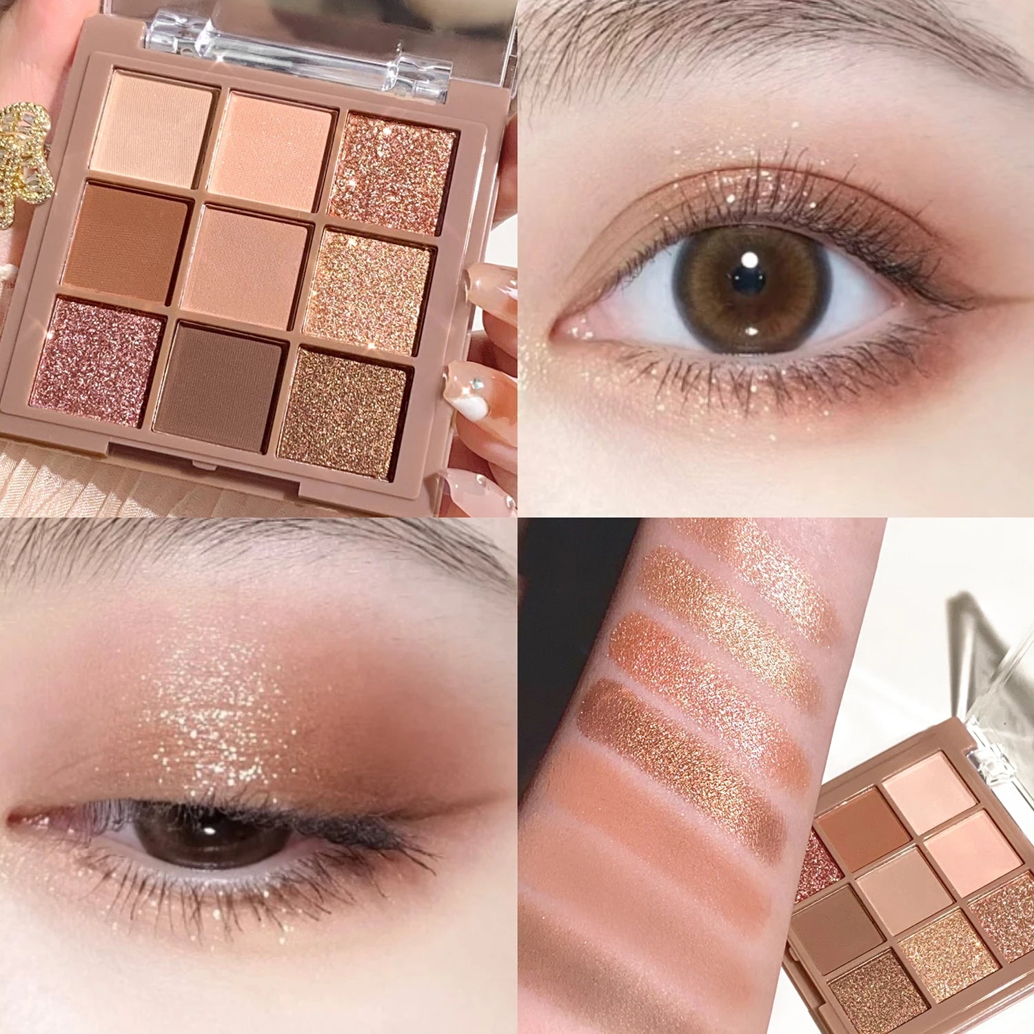 Paleta de sombras luxuosa com 9 a 18 cores - Efeito aveludado matte e brilhante, à prova d'água e de longa duração, tons de frutas vermelhas, marrons e nude. Ativo