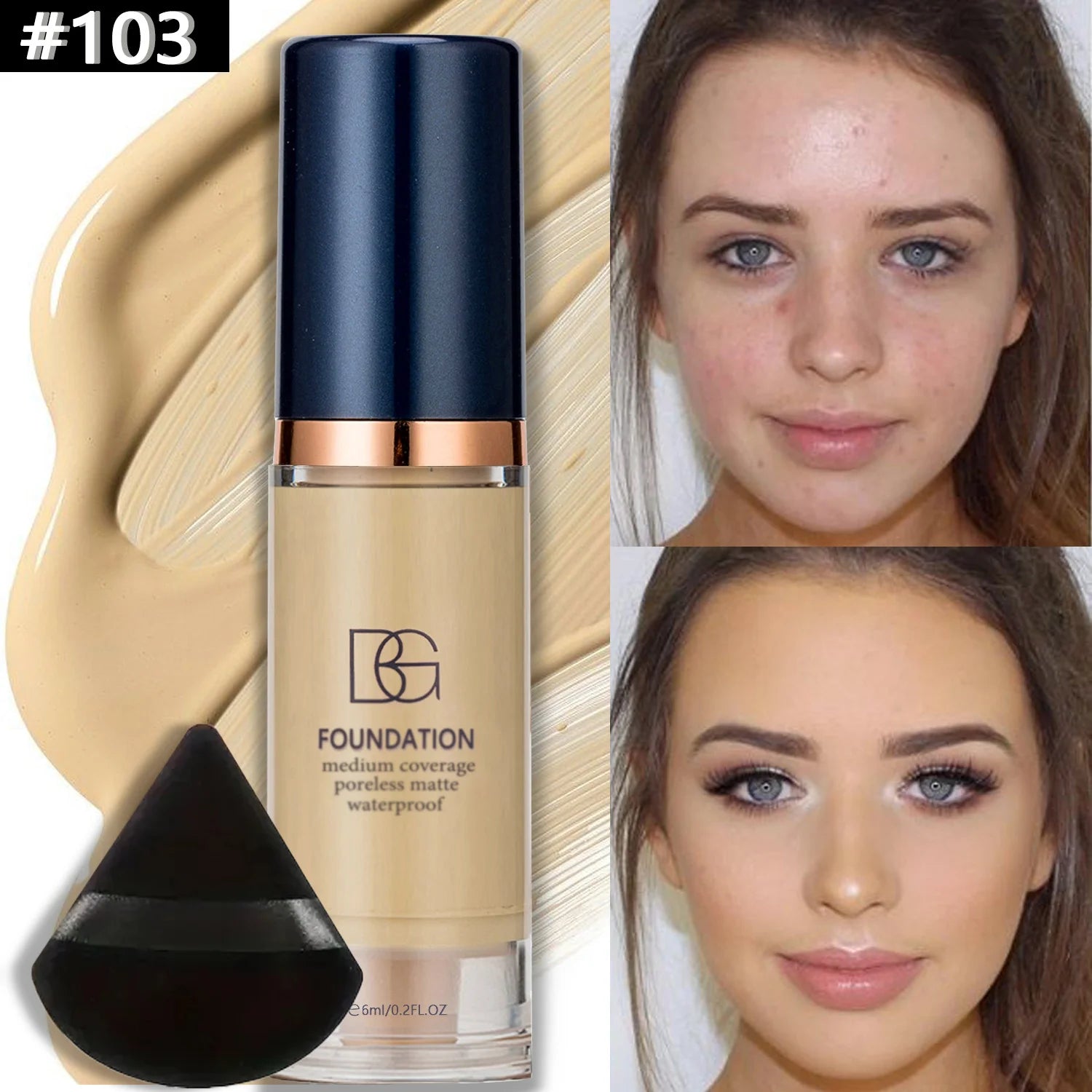 Base Foundation - Proteção solar, alta durabilidade,fácil aplicação, efeito matte, cobertura natural, resistente ao suor
