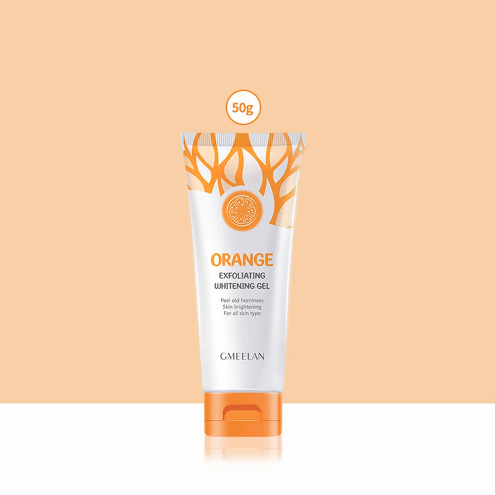 Gel Esfoliante de Laranja Remove Manchas, Iluminador e Peeling 50g, Esfoliante Suave e Reparador, Clareador e Hidratante, Cuidados com a Pele Coreanos