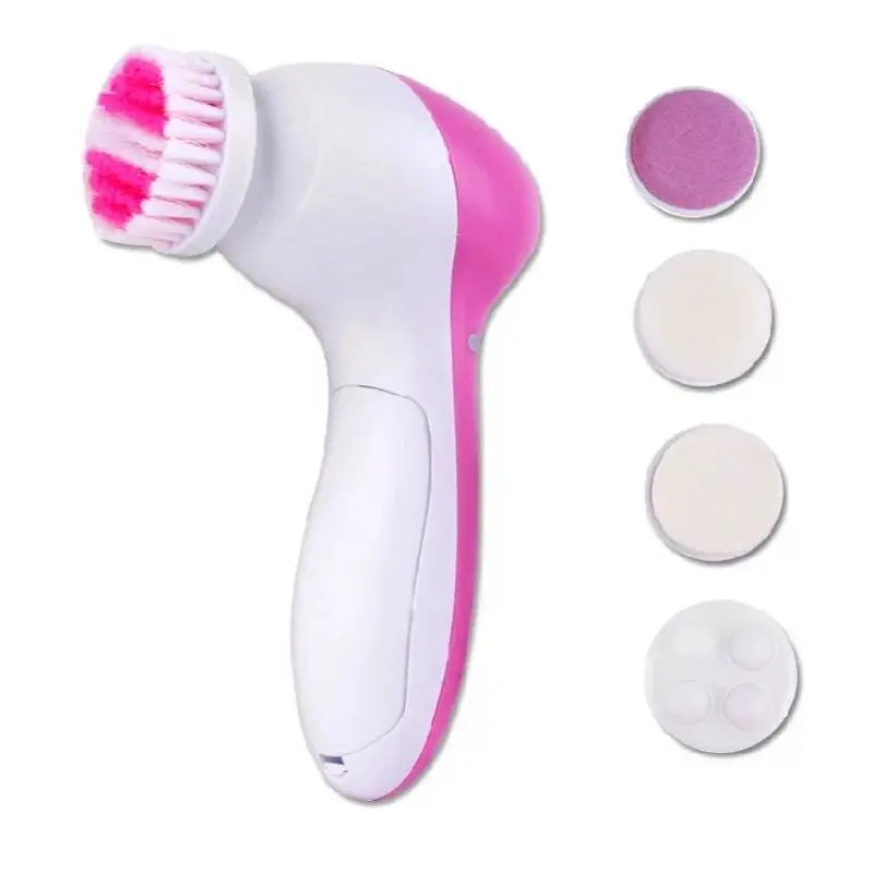 Aparelho de Limpeza Facial Elétrico 5 em 1 com Escova de Limpeza Facial, Massageador e Removedor de Cravos para Cuidados com a Pele - Ferramentas de Limpeza Facial