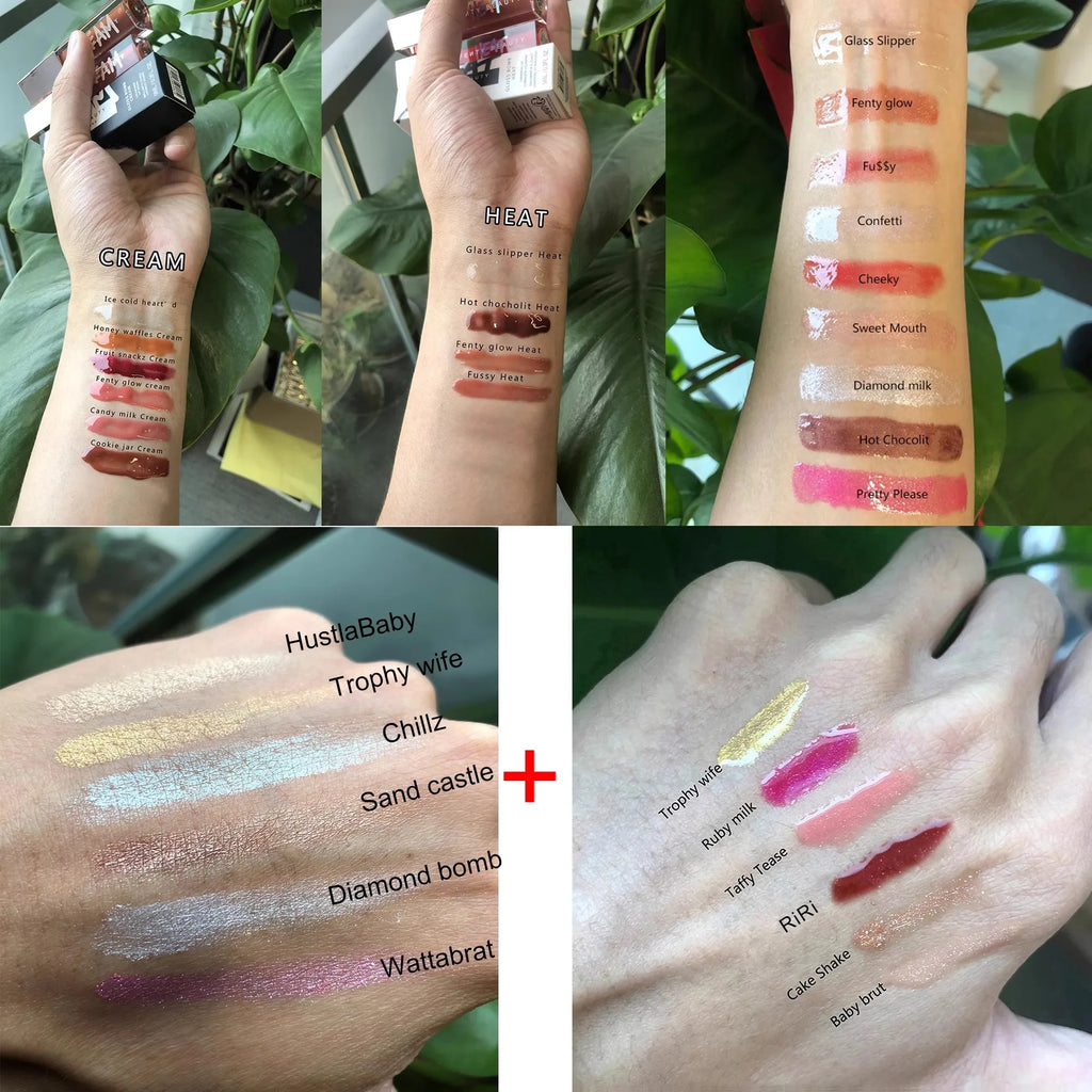 Batom FENTY BEAUTY Lip Balm de longa duração com glitter e brilho, hidratante e que dá volume aos lábios.