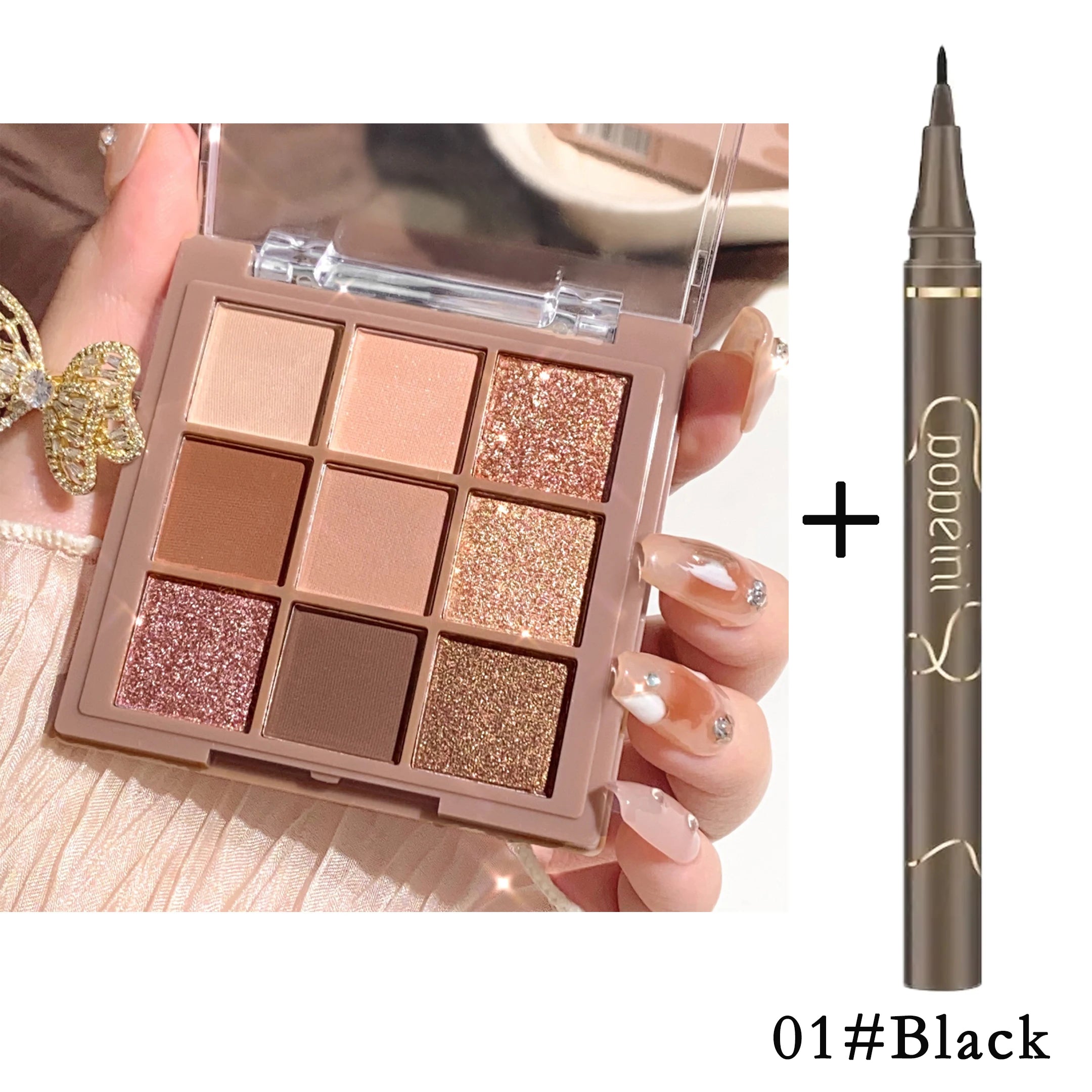 Paleta de sombras luxuosa com 9 a 18 cores - Efeito aveludado matte e brilhante, à prova d'água e de longa duração, tons de frutas vermelhas, marrons e nude. Ativo