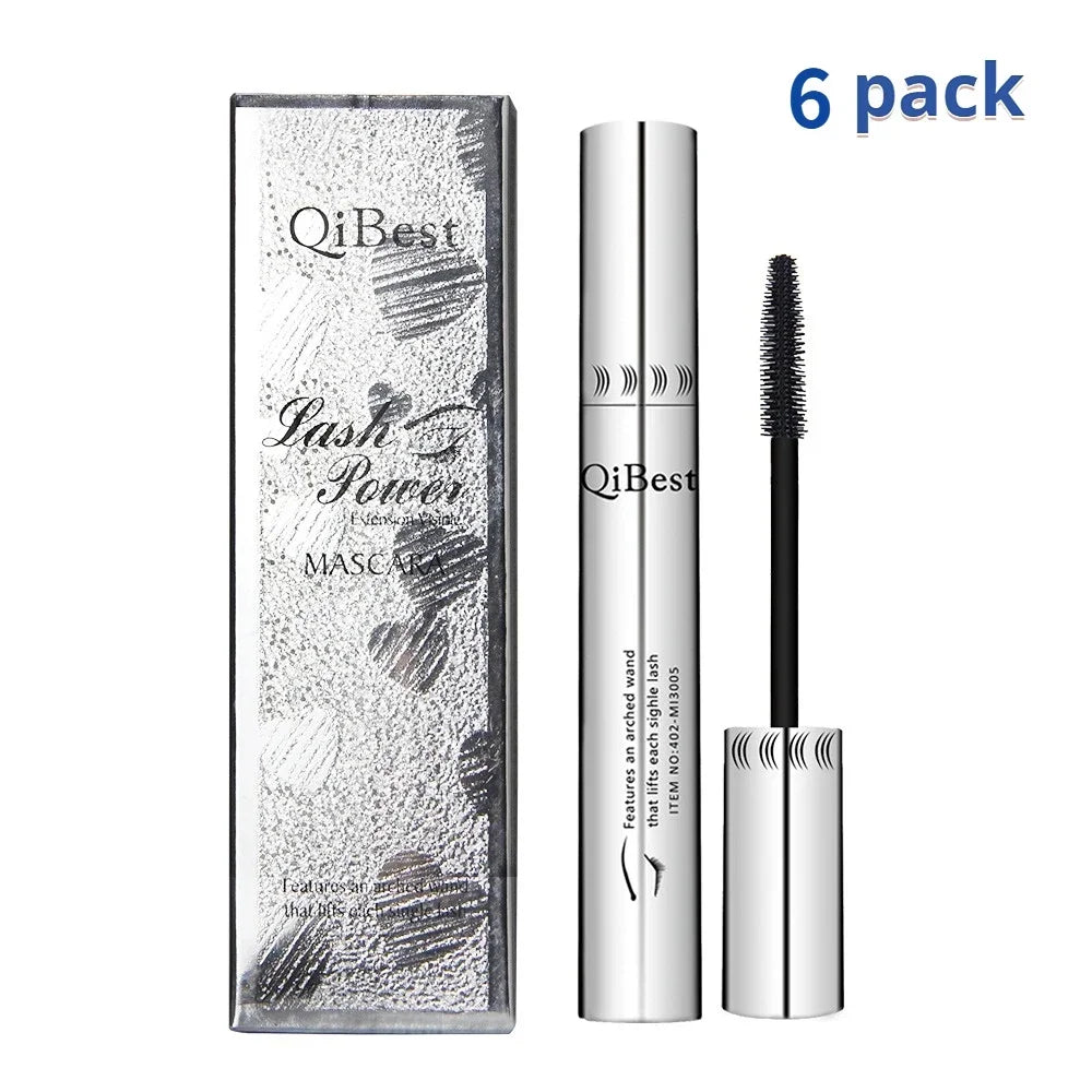 Máscara de cílios QIBEST-4D Silk Fiber Eyelash - Resistente a água, alta durabilidade, fácil remoção, boa fixação, grande volume nos cílios
