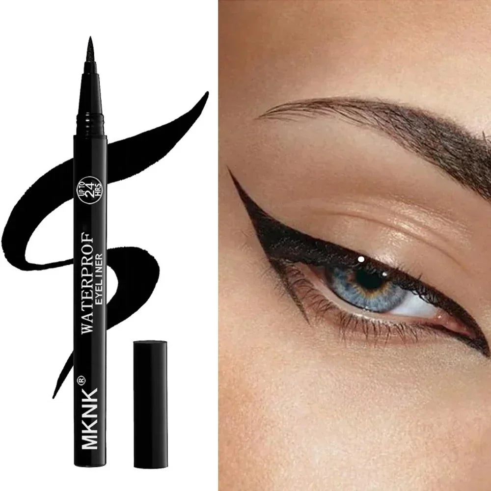 Quick-dry Eyeliner Pencil - Toque leve, ótima pigmentação, resistente a água, alta duração, pincel com ponta macia