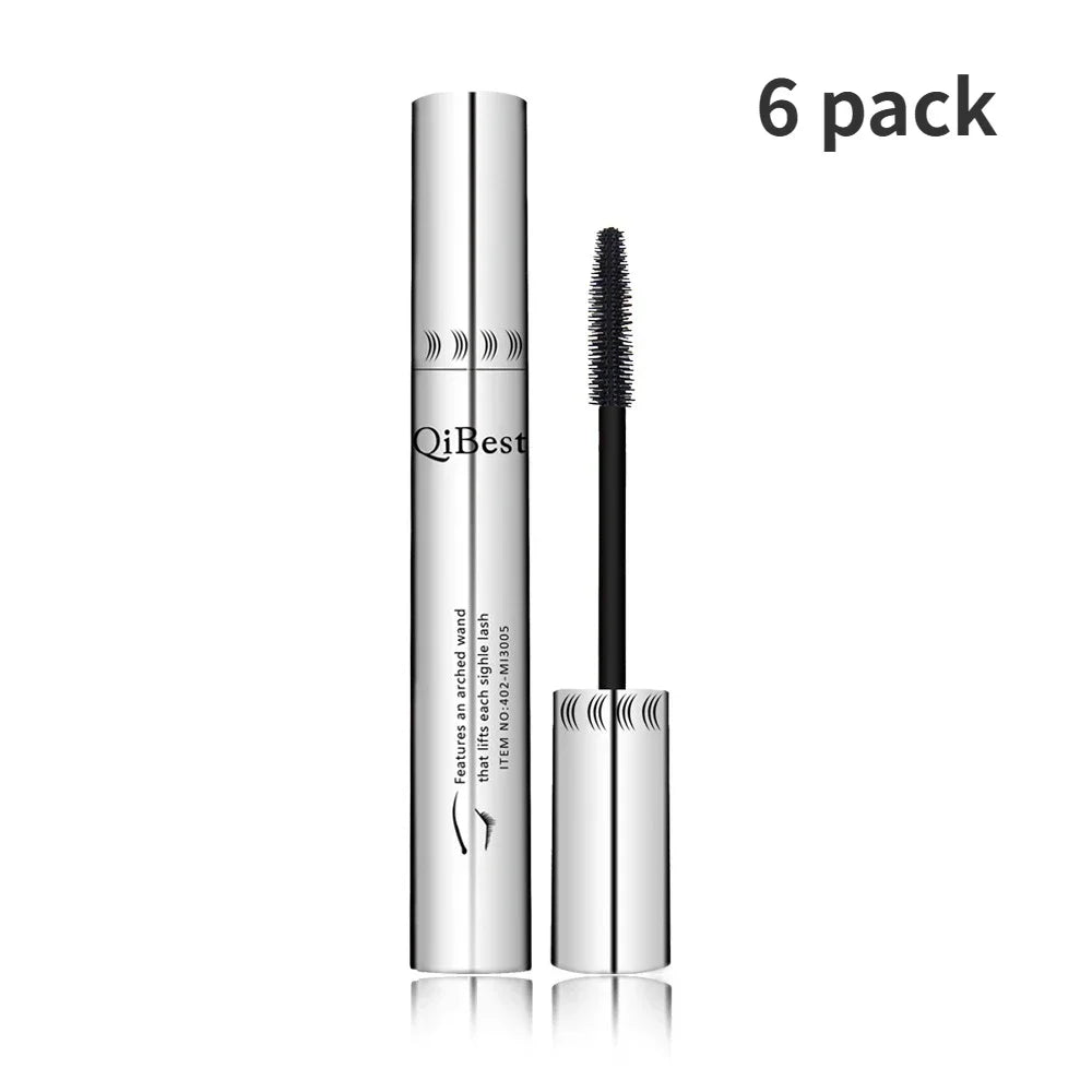 Máscara de cílios QIBEST-4D Silk Fiber Eyelash - Resistente a água, alta durabilidade, fácil remoção, boa fixação, grande volume nos cílios