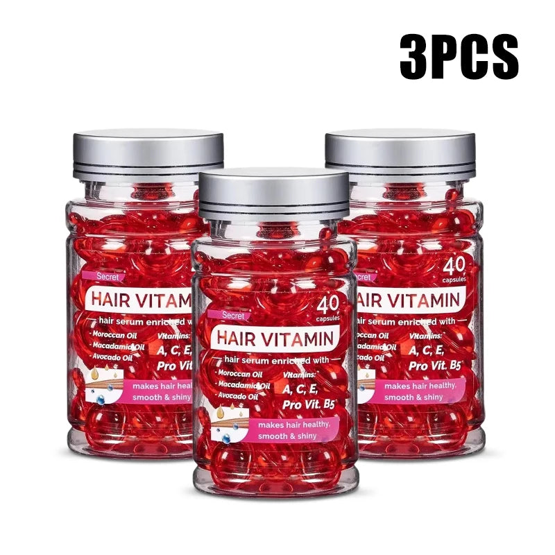 Óleo Capilar Vitaminado Agam Marroquino - Essência para Cuidados com os Cabelos Danificados, Nutrição e Reparação, Melhora das Pontas Duplas - Tratamento com 40 Cápsulas