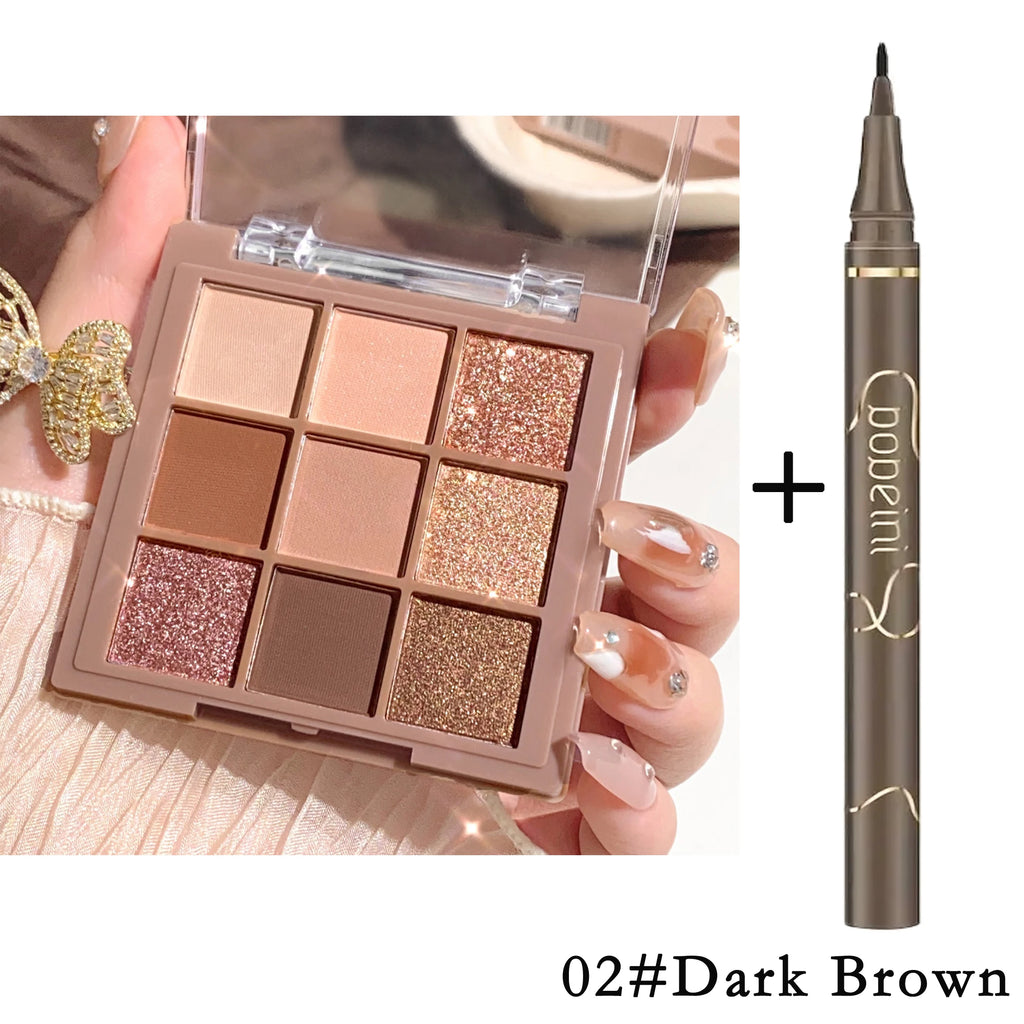 Paleta de sombras luxuosa com 9 a 18 cores - Efeito aveludado matte e brilhante, à prova d'água e de longa duração, tons de frutas vermelhas, marrons e nude. Ativo