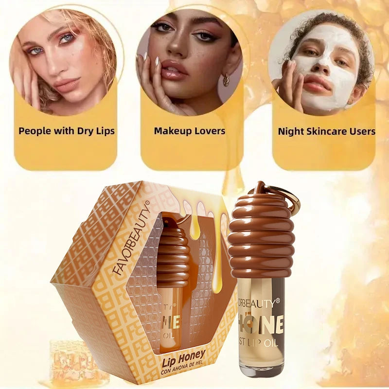 Pote Portátil de Mel para Batom, Gloss Labial Hidratante e Óleo Labial, Base Suavizante para Lábios, Bálsamo Labial, Máscara Labial Hidratante