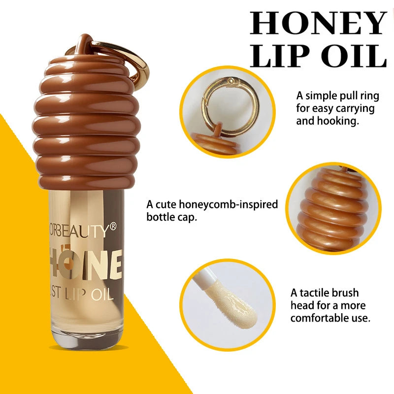 Pote Portátil de Mel para Batom, Gloss Labial Hidratante e Óleo Labial, Base Suavizante para Lábios, Bálsamo Labial, Máscara Labial Hidratante