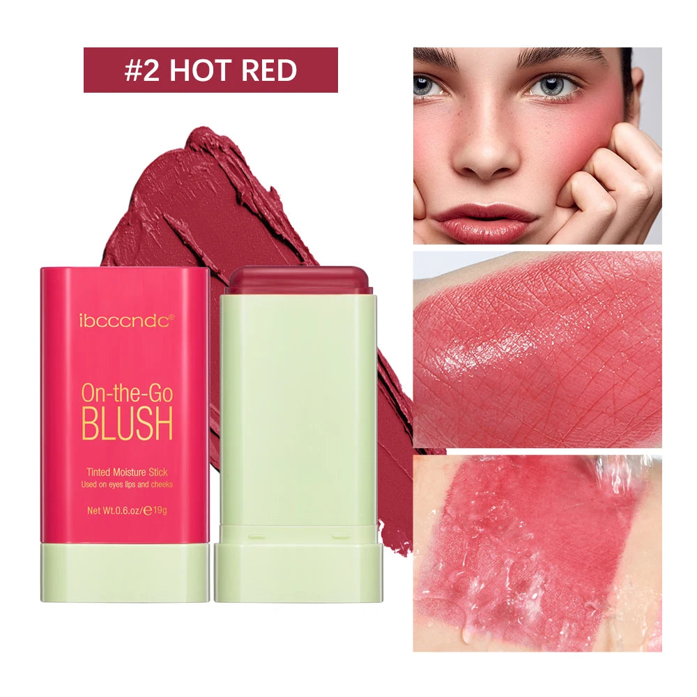 Blush em Bastão Funcional de Maquiagem, Fácil de Aplicar, Blush Cremoso à Prova d'Água, Alta Pigmentação, Ilumina o Tom da Pele
