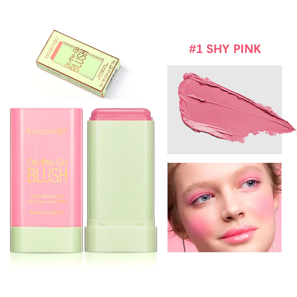 Blush em Bastão Funcional de Maquiagem, Fácil de Aplicar, Blush Cremoso à Prova d'Água, Alta Pigmentação, Ilumina o Tom da Pele