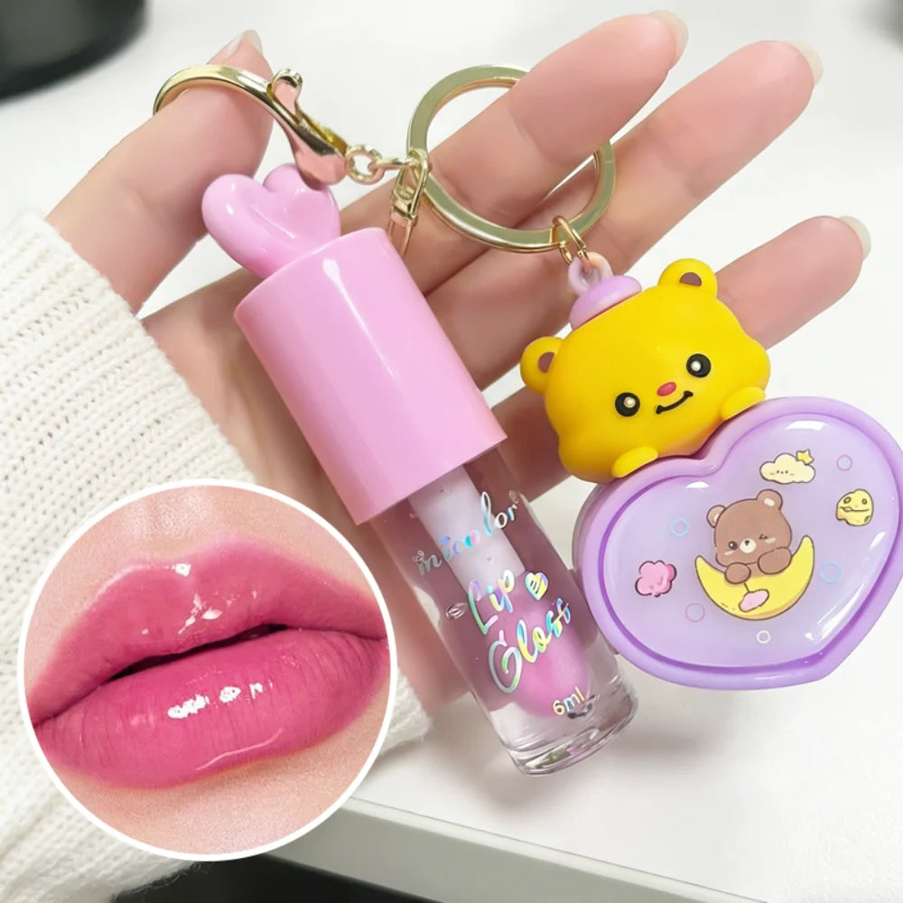 Batom com brilho labial Shui Guang Lip Glaze Luminous Light with Love, pequeno pendente de lâmpada, brilho labial de longa duração, presente para o Dia dos Namorados