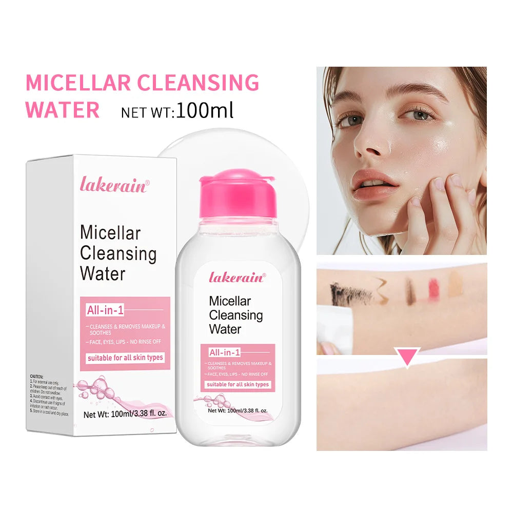 Água Micelar de Limpeza - Removedor de Maquiagem Suave para Rosto e Olhos - Remove Eficazmente Rímel à Prova d'Água e Batom de Longa Duração