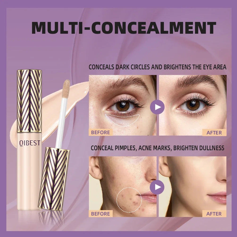 Corretivo QIBEST - A prova da água e suor, cobertura leve e sedosa, clareador, ilumina a pele