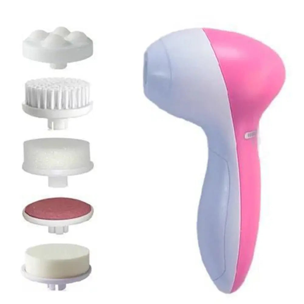 Aparelho de Limpeza Facial Elétrico 5 em 1 com Escova de Limpeza Facial, Massageador e Removedor de Cravos para Cuidados com a Pele - Ferramentas de Limpeza Facial