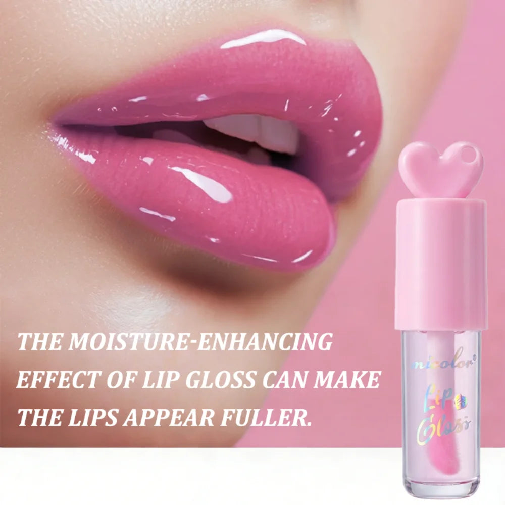 Batom com brilho labial Shui Guang Lip Glaze Luminous Light with Love, pequeno pendente de lâmpada, brilho labial de longa duração, presente para o Dia dos Namorados