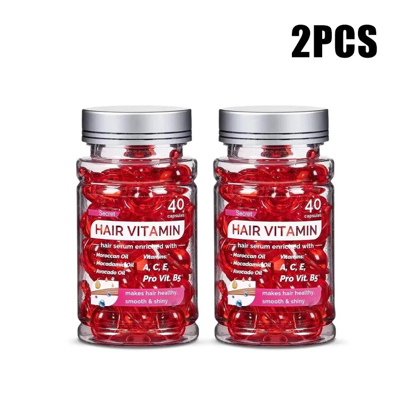 Óleo Capilar Vitaminado Agam Marroquino - Essência para Cuidados com os Cabelos Danificados, Nutrição e Reparação, Melhora das Pontas Duplas - Tratamento com 40 Cápsulas