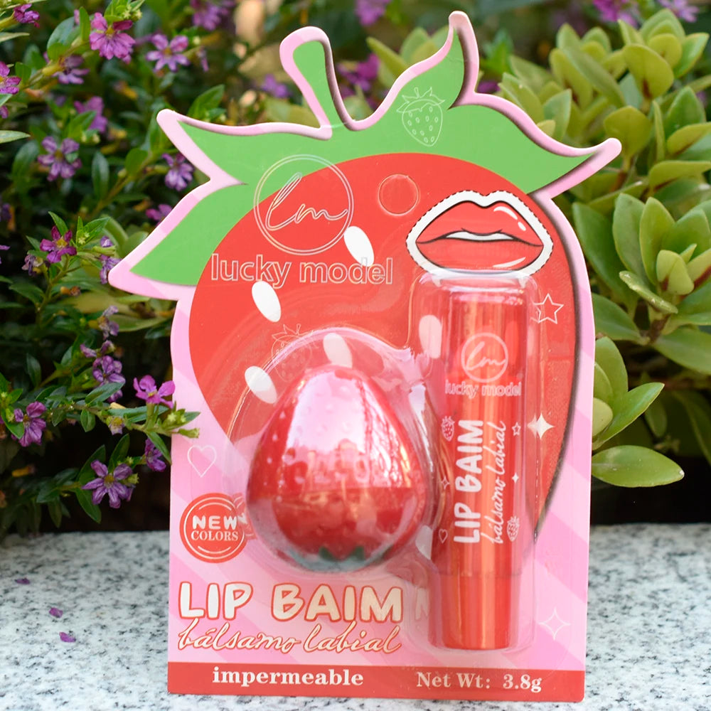 Cute Strawberry Lip Balm Set Color Changing Wrinkle Repair Moisturizing Hydrating Sleep Lip Repair Lips Makeup