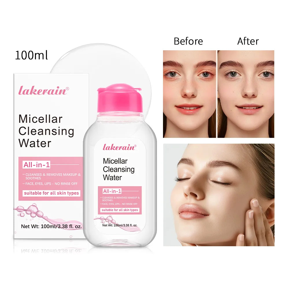 Água Micelar de Limpeza - Removedor de Maquiagem Suave para Rosto e Olhos - Remove Eficazmente Rímel à Prova d'Água e Batom de Longa Duração