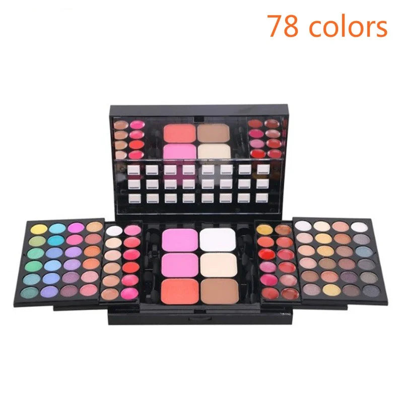 Paleta de Sombras Glitter com 40/74/78 Cores, Acabamento Matte, À Prova D'Água e Longa Duração - Kit de Maquiagem Feminina - Ferramentas para Moda