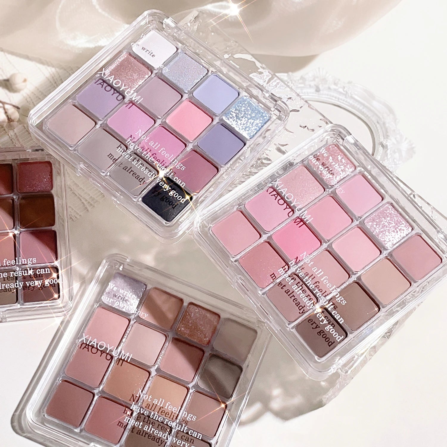 Paleta de sombras Sunset Magic Eye Shadow com dezesseis cores, acabamento perolado matte em tons terrosos, maquiagem coreana.