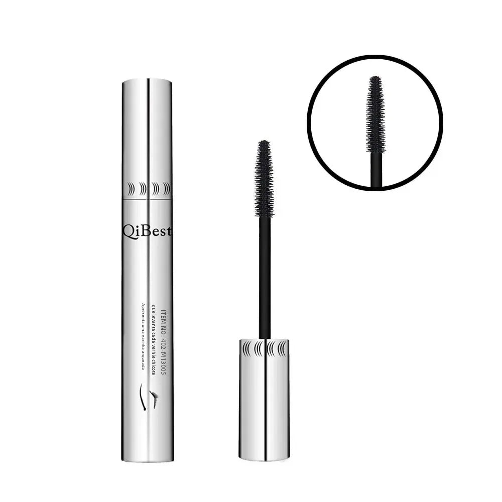 Máscara de cílios QIBEST-4D Silk Fiber Eyelash - Resistente a água, alta durabilidade, fácil remoção, boa fixação, grande volume nos cílios