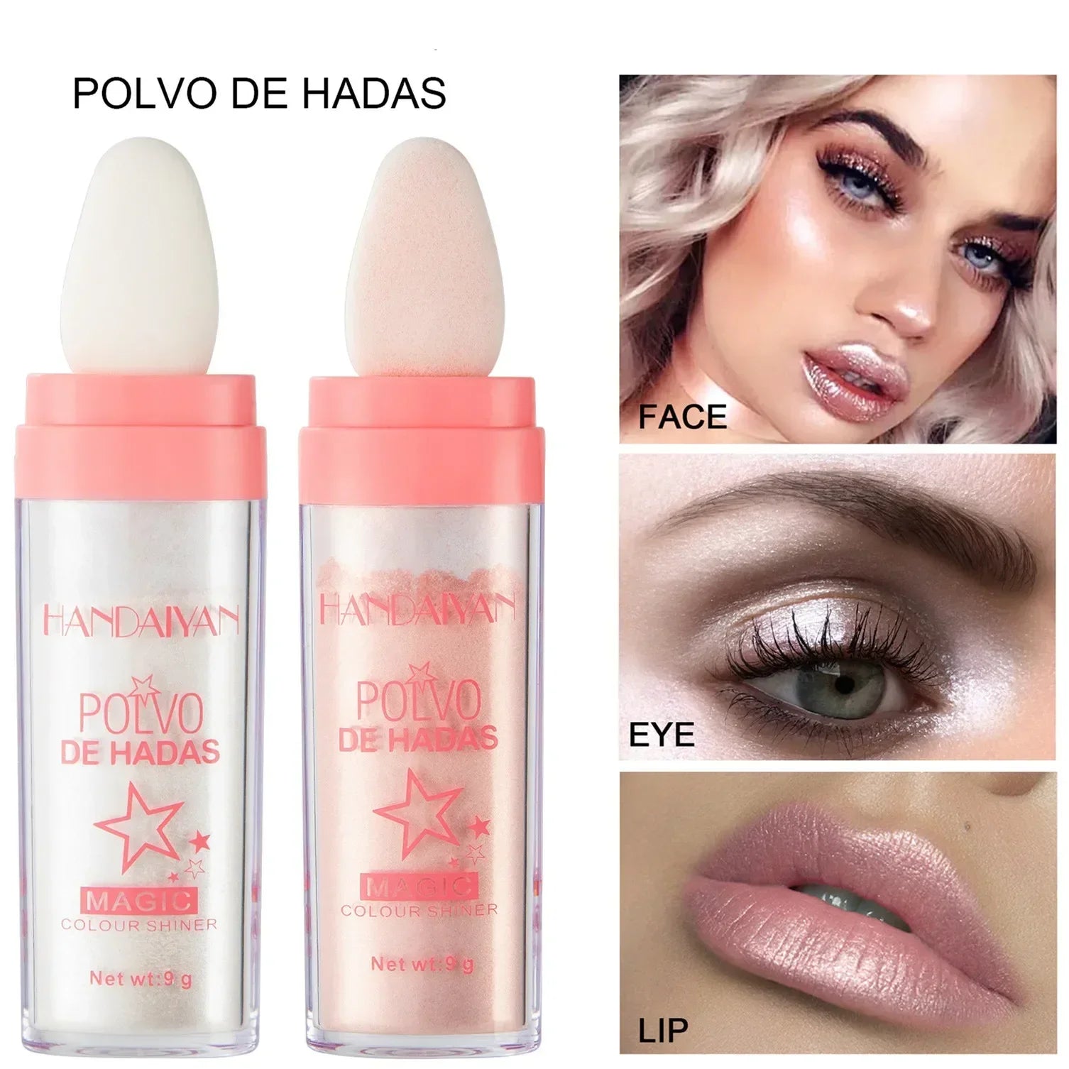 Pó iluminador para contorno, 3 cores, glitter, pó de fada para contorno, iluminador para rosto e corpo, maquiagem de beleza feminina