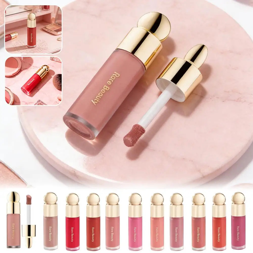 Blush Líquido Selena da Rare Beauty: Naturalmente radiante, de longa duração, com acabamento luminoso e textura leve, ideal para todos os tipos de pele.